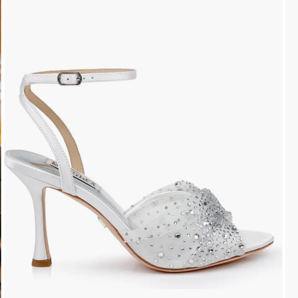 Badgley Mischka Cameryn Mesh Rhinestone Embellished Ankle Strap Dress Sandals